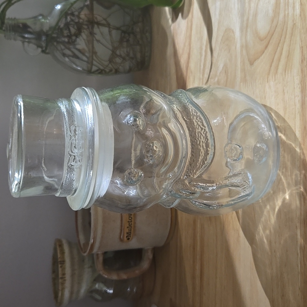 Vintage Glass Snowman Jar